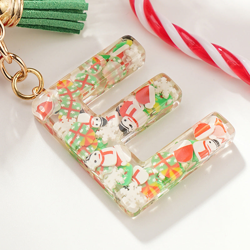 Wholesale Cartoon Christmas Pattern Letter Acrylic Keychain